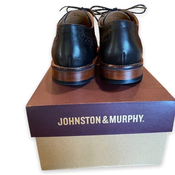 Johnston & Murphy Conard Cap Toe Shoe in Black - New in Box Size 9.5 - Picture 4 of 10